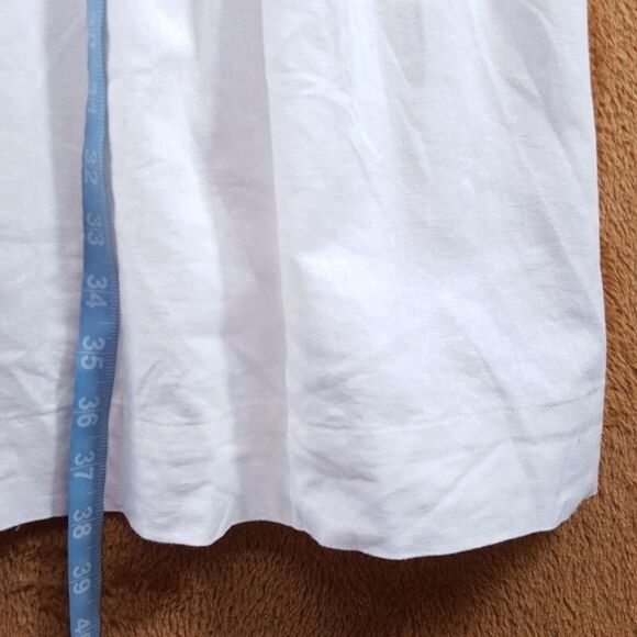 SAKS FIFTH AVENUE Dress Womens XS White Tiered Peasant Sundress Cap Sleeve Linen - Picture 6 of 7